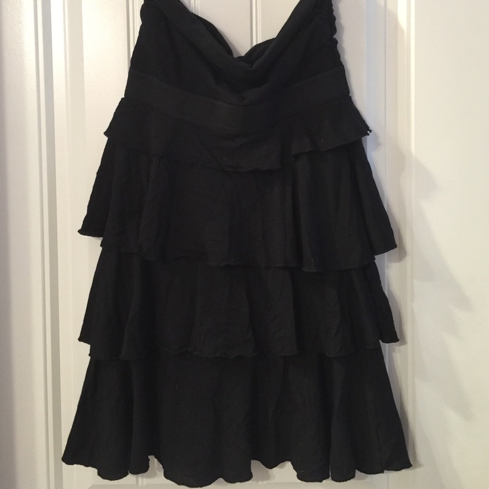 Express Ruffled Strapless Black Tunic S - Picture 2 of 4